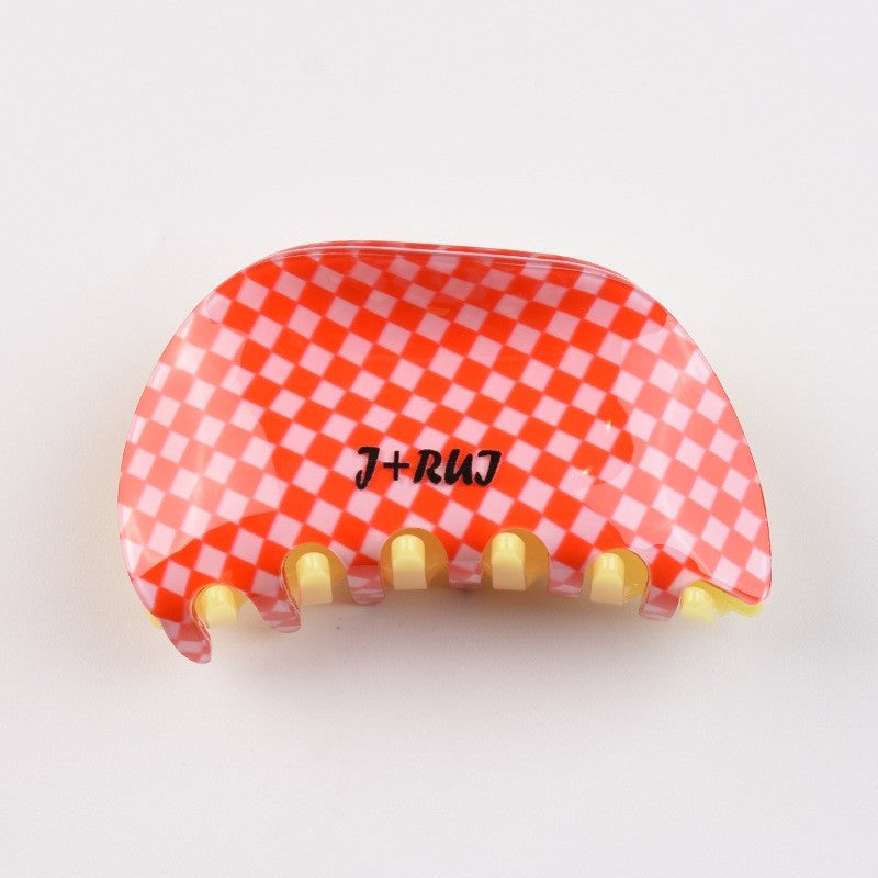 Color Block Checkerboard Hair Claw Clip