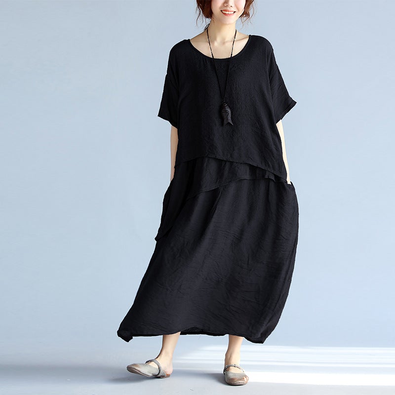 Plus Sizes Summer Women Linen Long Dresses-Dresses-Free Shipping at meselling99