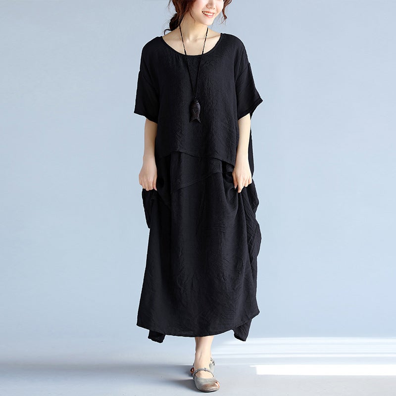 Plus Sizes Summer Women Linen Long Dresses-Dresses-Free Shipping at meselling99