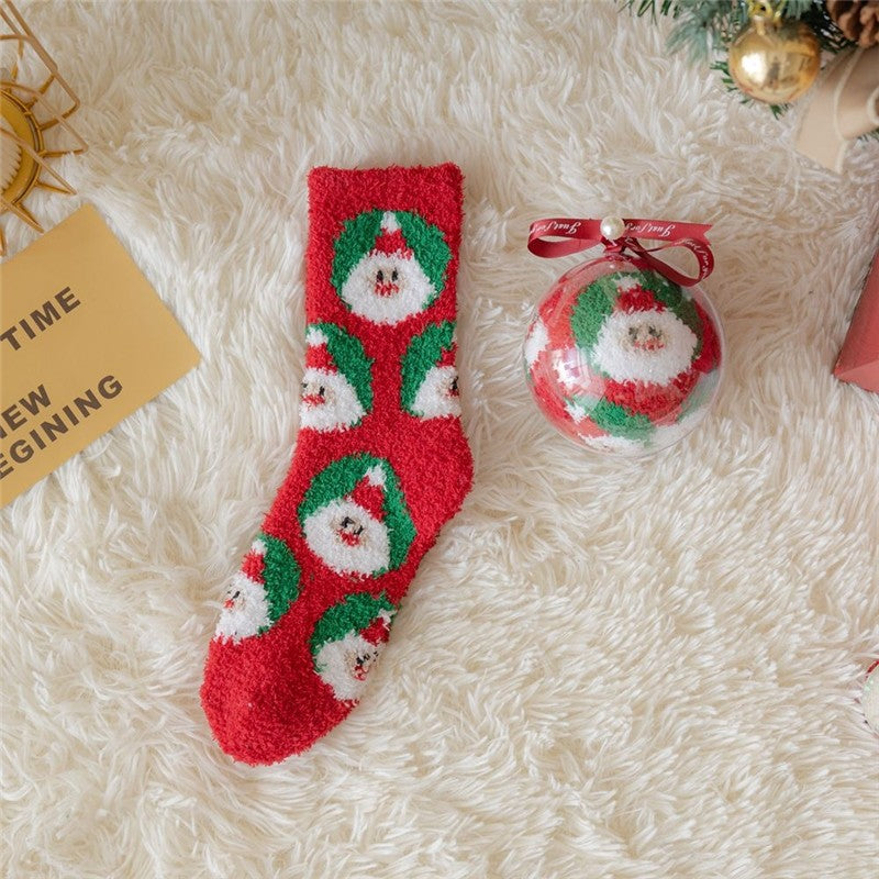 Thickened Coral Fleece Christmas Socks