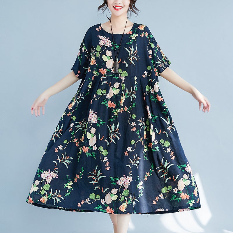 Casual Plus Sizes Short Sleeves Dresses-Dresses-The same as picture-One Size 45-75kg-Free Shipping at meselling99