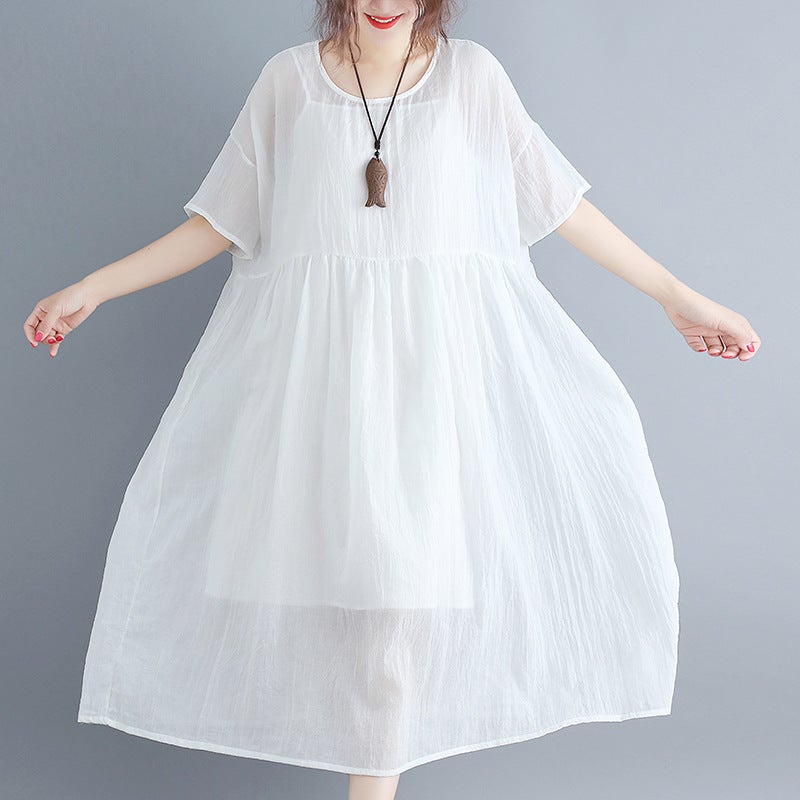 White Casual Summer Long Dresses Sets for Women-Dresses-White-One Size-Free Shipping at meselling99