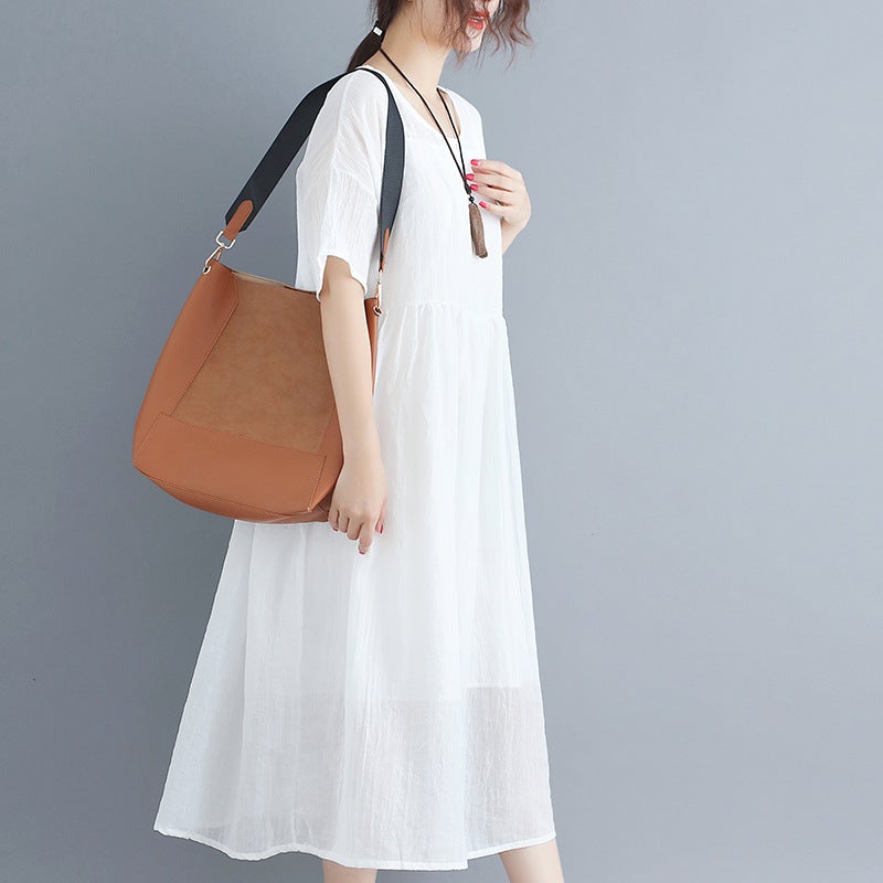 White Casual Summer Long Dresses Sets for Women-Dresses-White-One Size-Free Shipping at meselling99