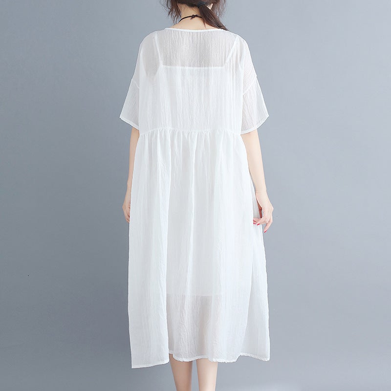 White Casual Summer Long Dresses Sets for Women-Dresses-White-One Size-Free Shipping at meselling99