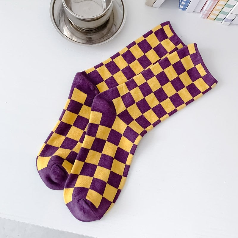Ladies' Checkerboard Patterned Socks