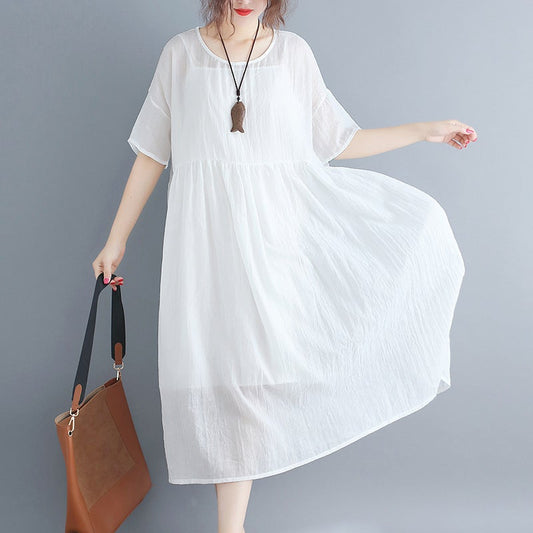 White Casual Summer Long Dresses Sets for Women-Dresses-White-One Size-Free Shipping at meselling99