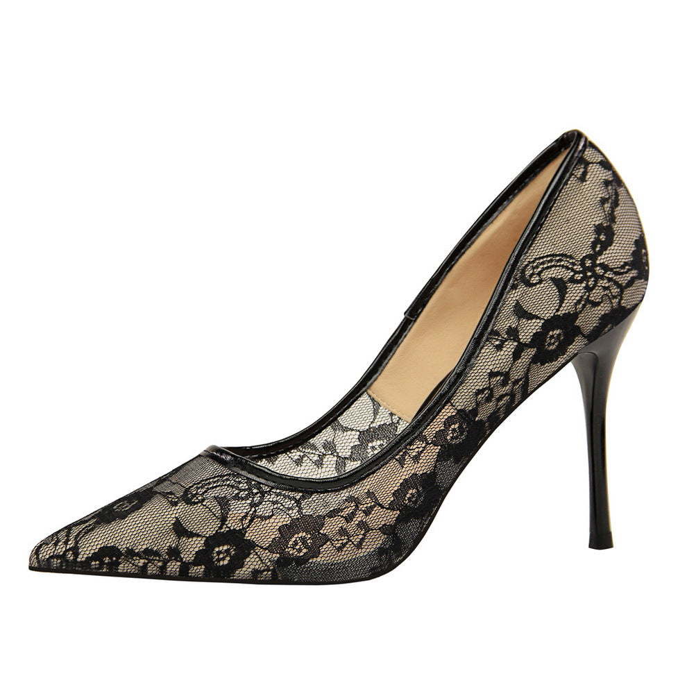 Sexy Stiletto Heels Women's Hollow Lace Shoes