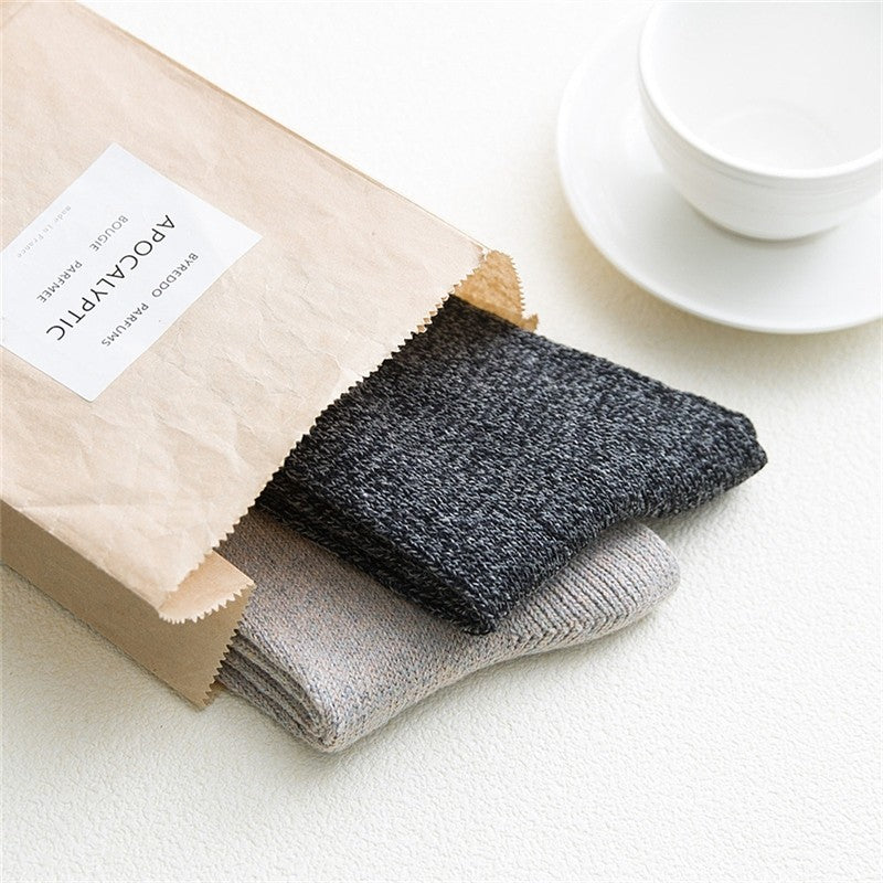 Plain Thick Breathable Mid-Calf Length Sock(A Set Of Five Pairs)