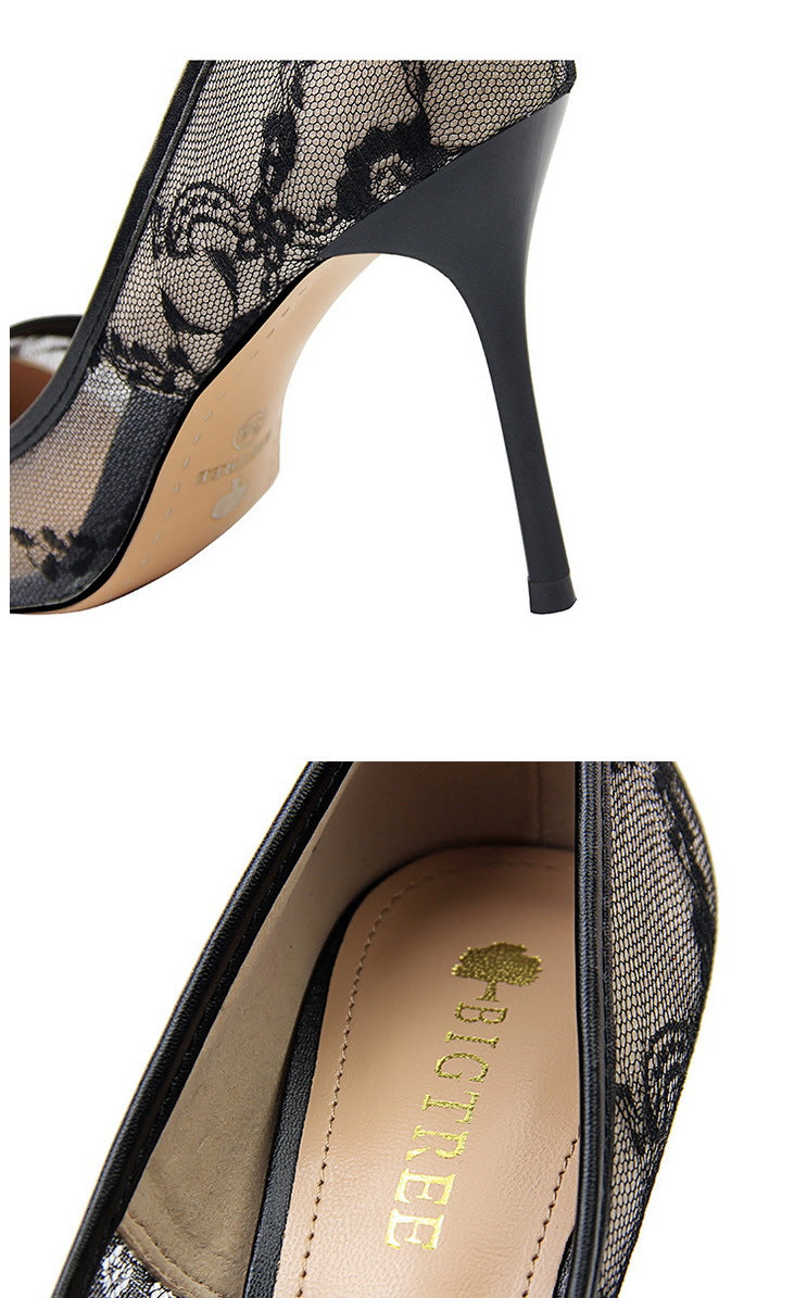 Sexy Stiletto Heels Women's Hollow Lace Shoes