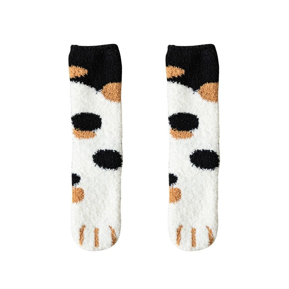 Cute Cat Paw Coral Fleece Warm Socks