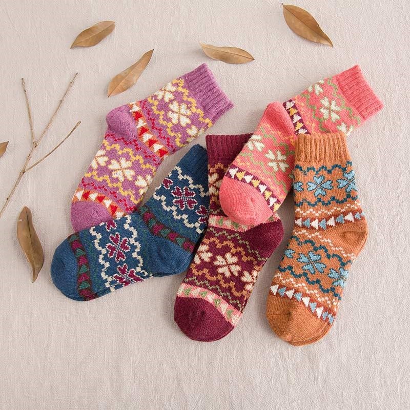 Print Breathable Heart Mid-Calf Length Sock(A Set Of Five Pairs)