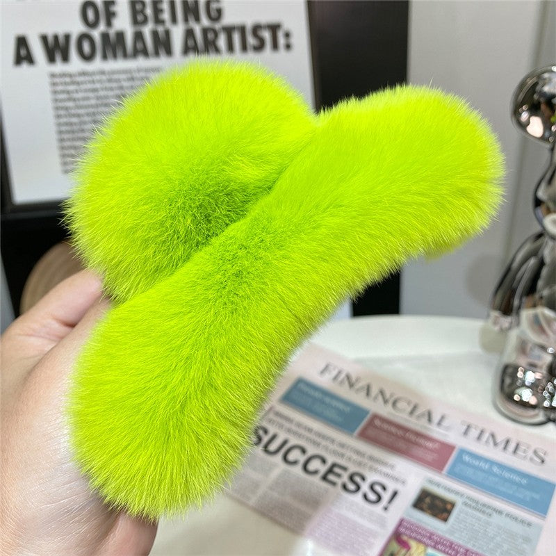 Cute Otter Rabbit Fur Large Claw Clip