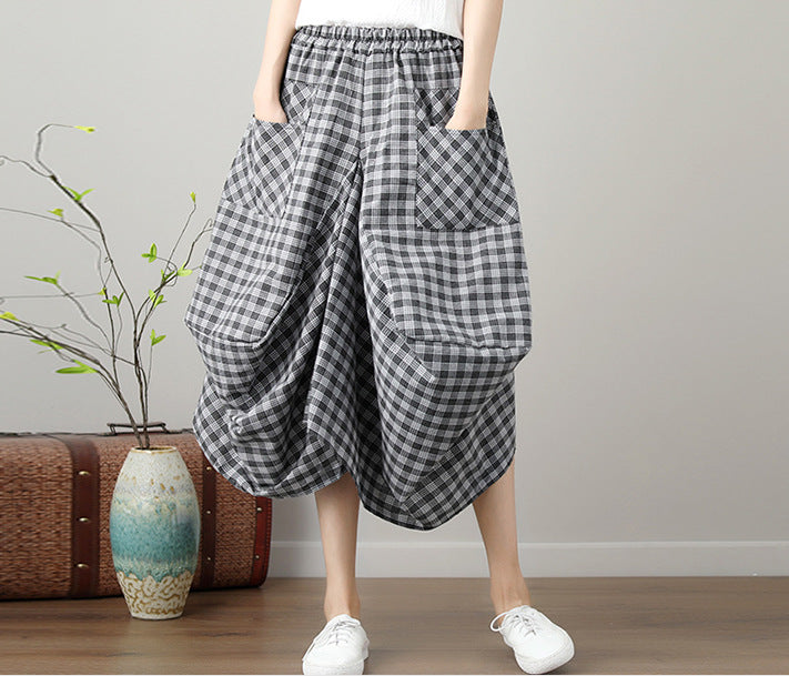 Causal Elastic Waist Linen Plus Sizes Skirts