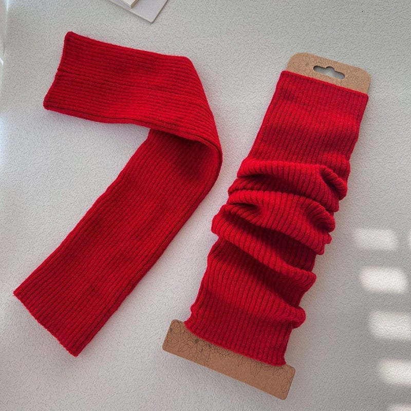 Long Knitted Leg Sleeves In Solid Color