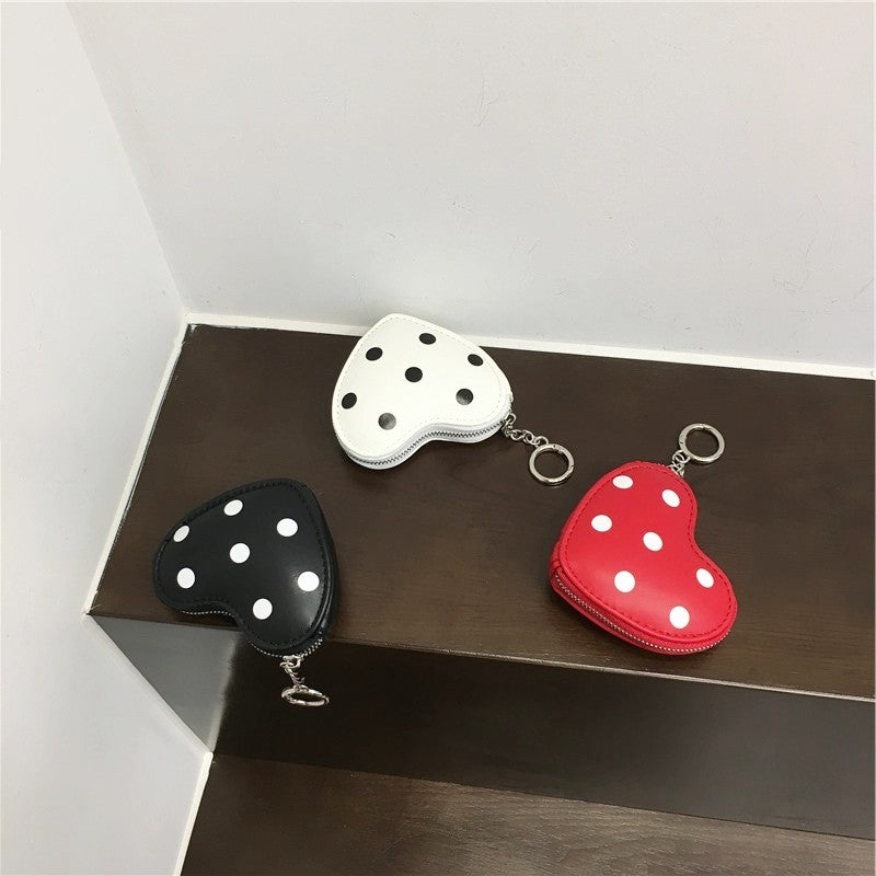 Cute Polka Dot Heart Coin Purse