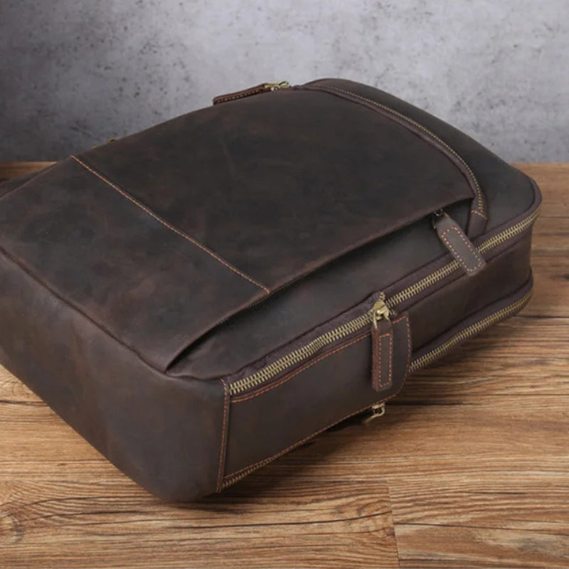 Vintage Crazy Horse Leather Men Backpack - Professional Daily Men’s Business Bag