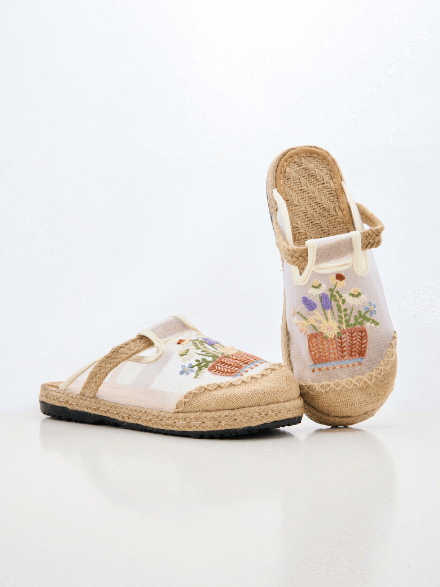 Garden Gala Embroidered Mesh Mules