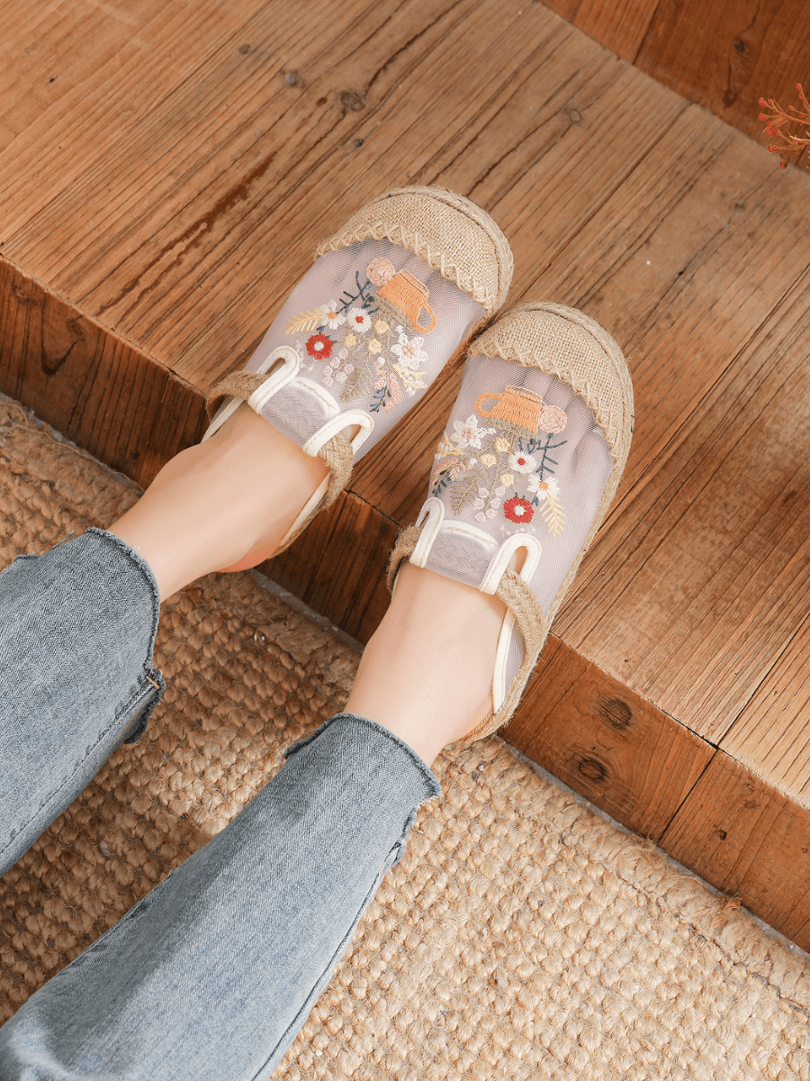 Kimora Embroidered Mesh Mules