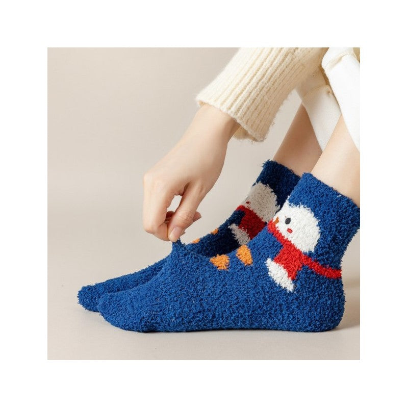 Christmas Cartoon Coral Fleece Terry Socks