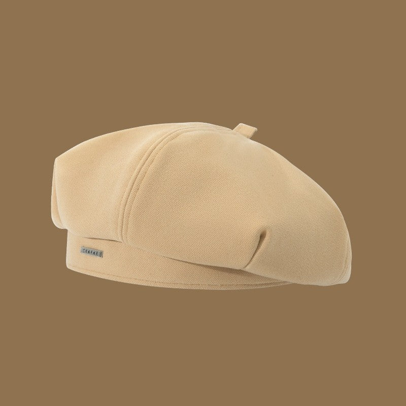 Stylish Octagonal Beret Hat With Metal Label