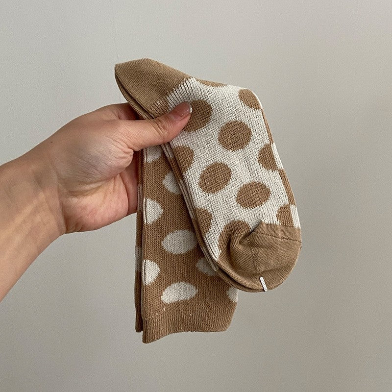 5 Pairs Mixed Color Polka Dots Long Casual Adults Socks