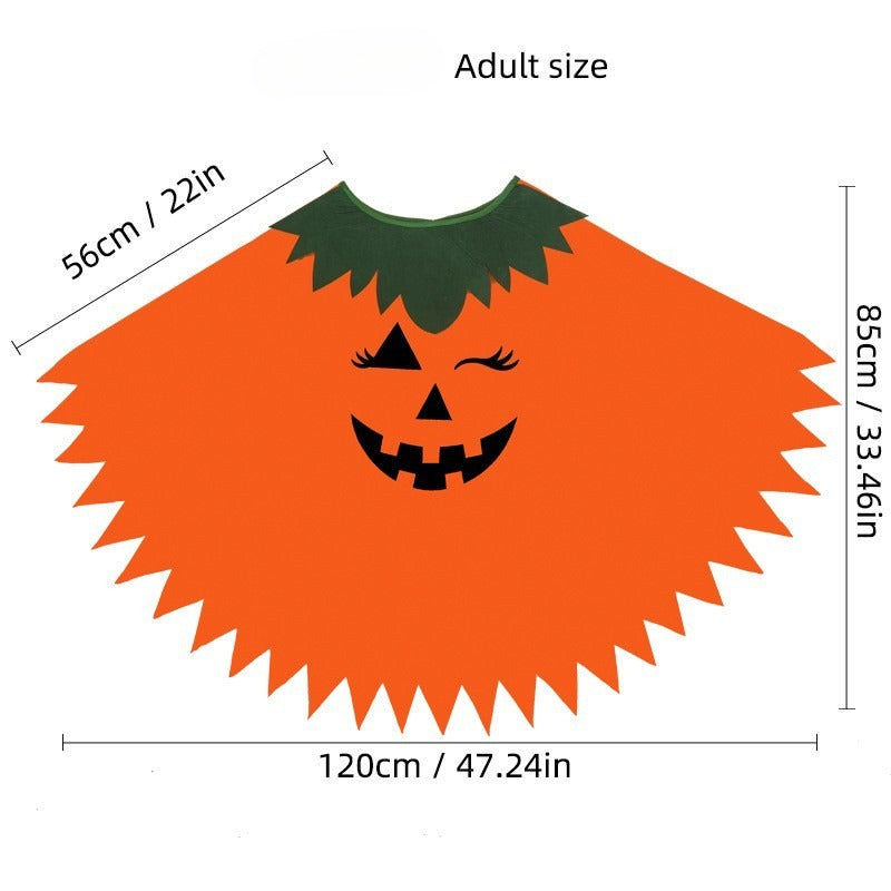 Halloween Pumpkin Cloak Costume Set with Headband and Candy Bag