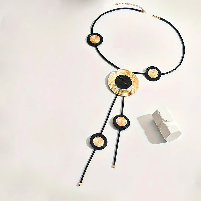 Metal Round Sunflower Decoration Y-Shaped Necklace Exaggerated Style Luxury Retro Body Chain Personality