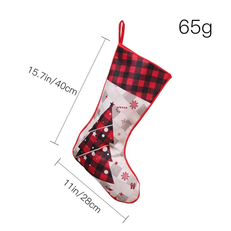 Large Plaid Sock Gift Bag Christmas Decoration