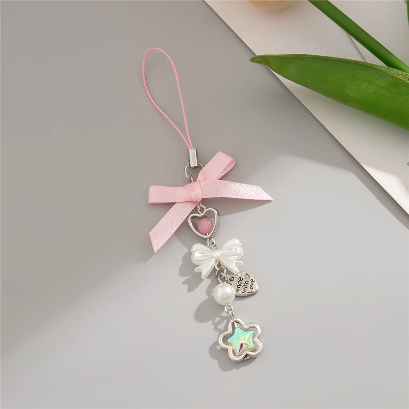 Strawberry Bow Flower Star Keychain Pendant