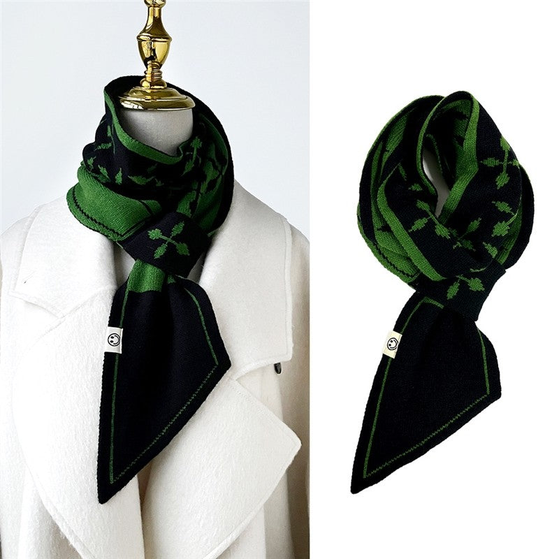 Stylish Knit Scarf With Floral Print