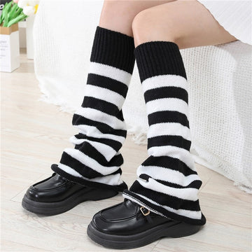 Wide Leg Striped Knit Leg Warmers