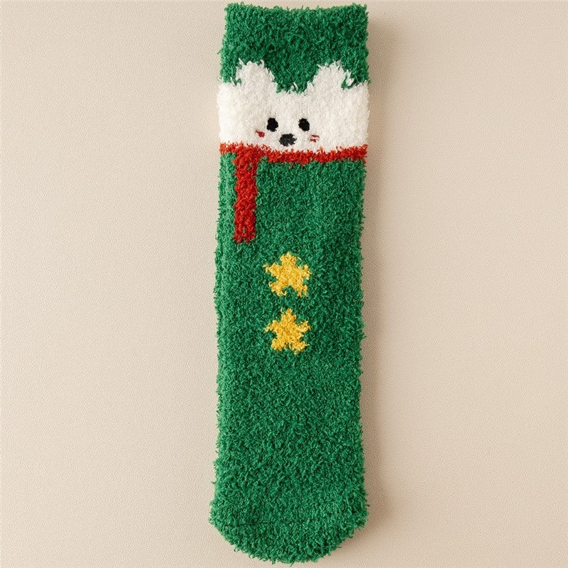 Christmas Cartoon Coral Fleece Terry Socks