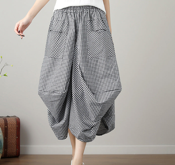 Causal Elastic Waist Linen Plus Sizes Skirts