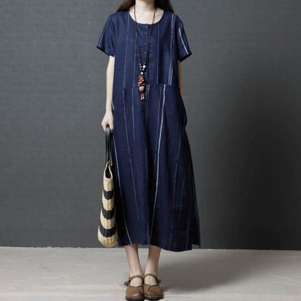 Summer Cozy Linen Plus Sizes Midi Dresses-Dresses-Free Shipping at meselling99