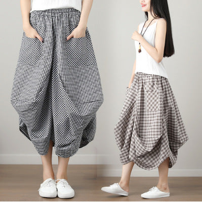 Causal Elastic Waist Linen Plus Sizes Skirts