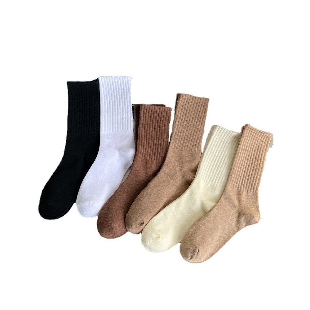 Solid Color Soft Breathable Cotton Socks