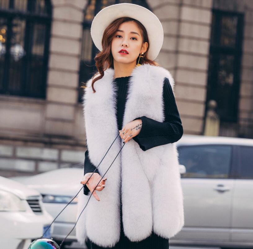 Women Artificial Fox Fur Women Long Vest