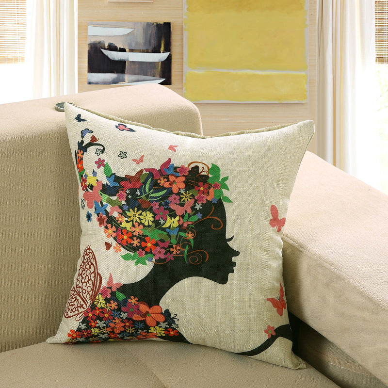 Owl Butterfly Four Seasons Linen Pillow Cover