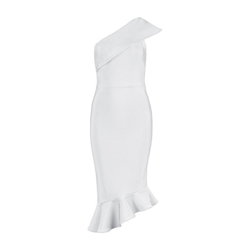 Sexy One Shoulder Mermaid Bandage Dresses for Party-Dresses-White-XS-Free Shipping at meselling99