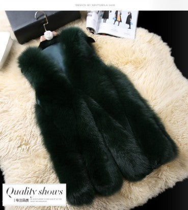 Women Artificial Fox Fur Women Long Vest