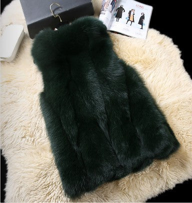 Women Artificial Fox Fur Women Long Vest