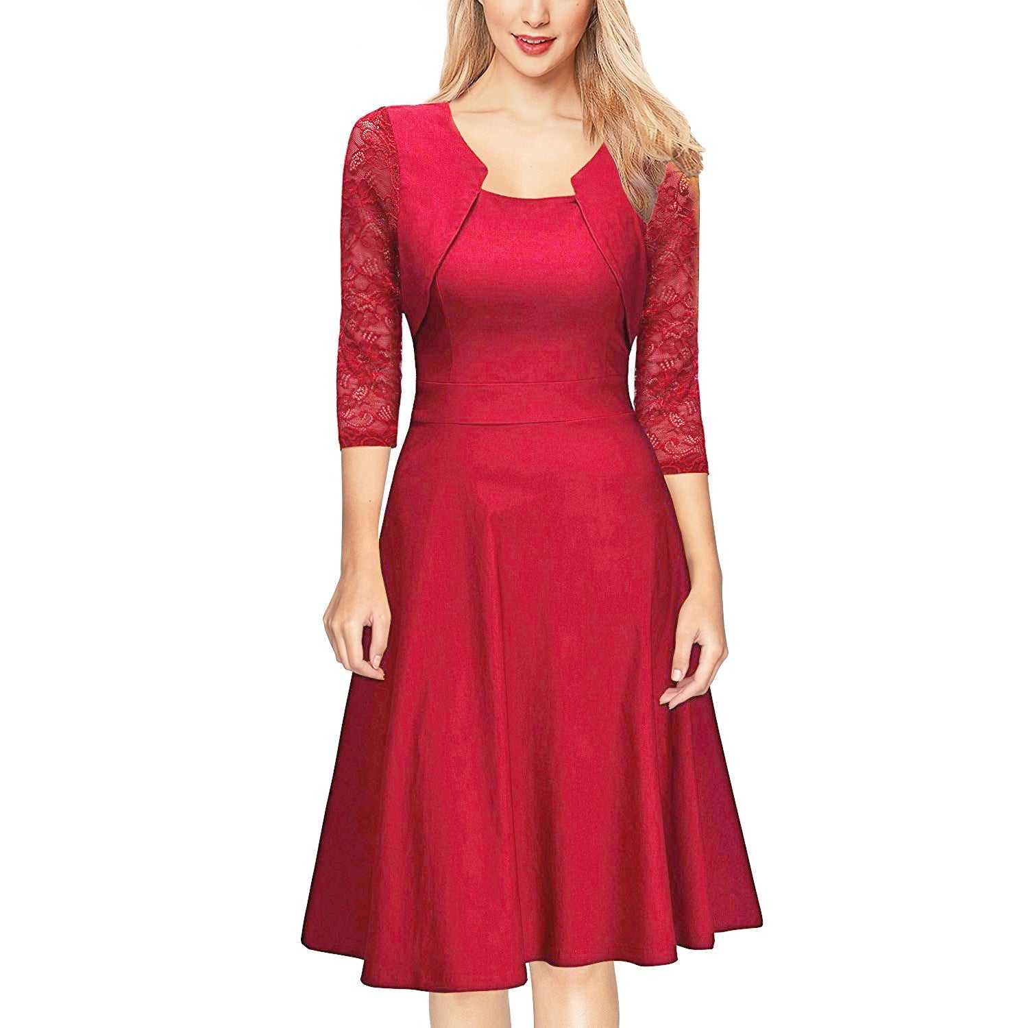 Elegant Vintage Square Neck Lace Short Dresses--Free Shipping at meselling99