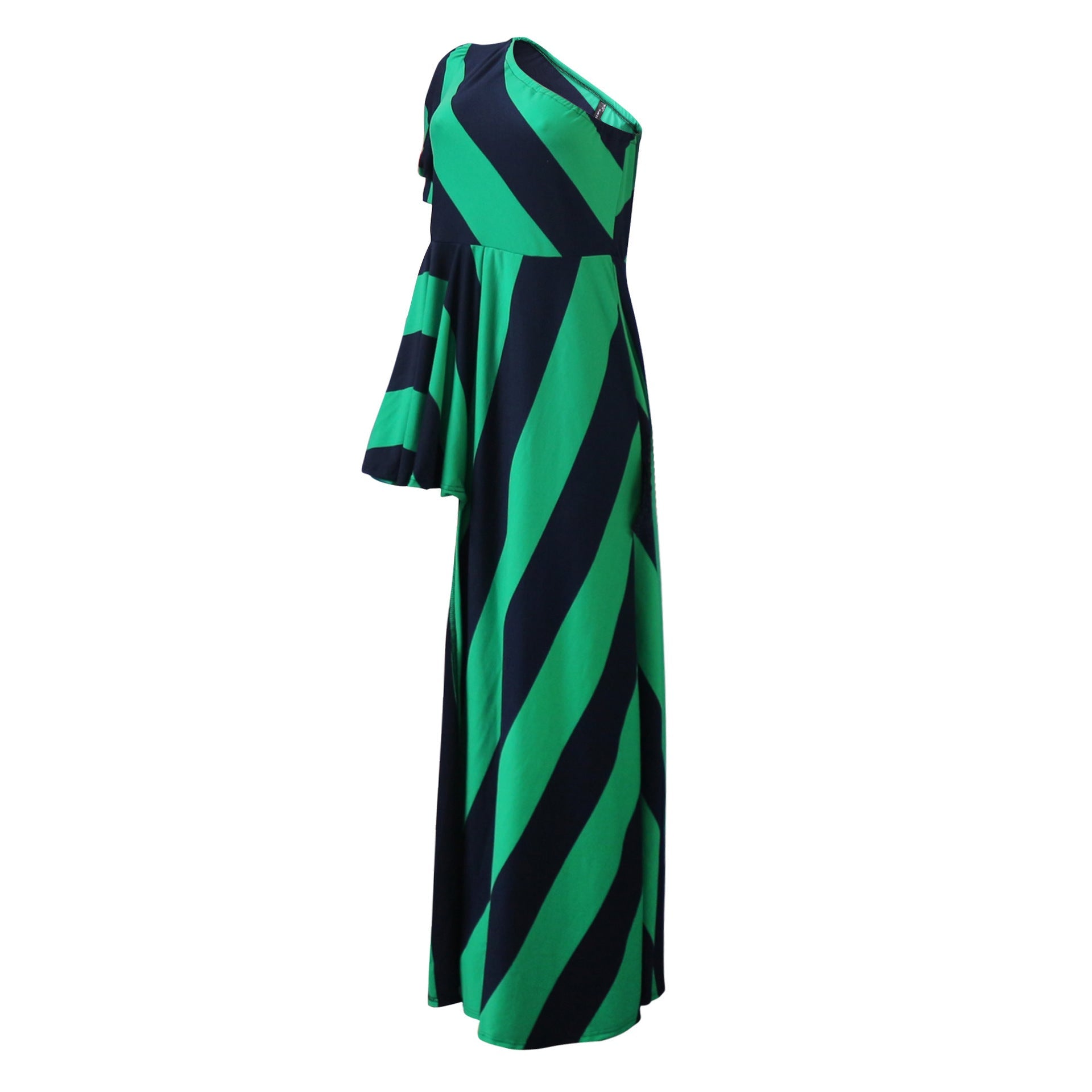 Sexy One Shoulder Striped Women Long Shirt Dresses-Dresses-Free Shipping at meselling99