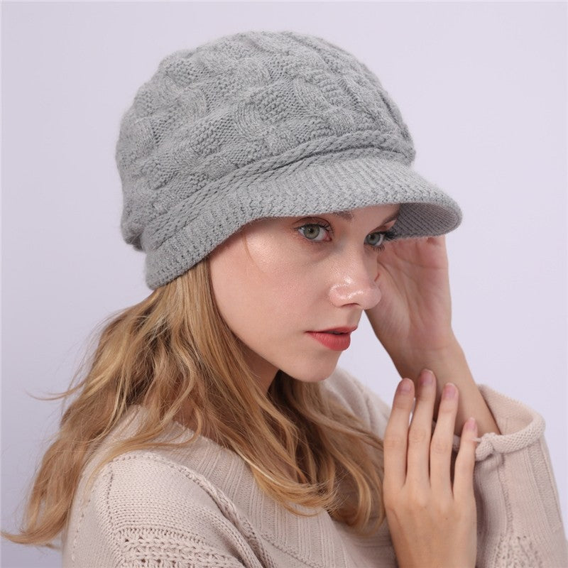 Solid Color Cable Knitted Cap