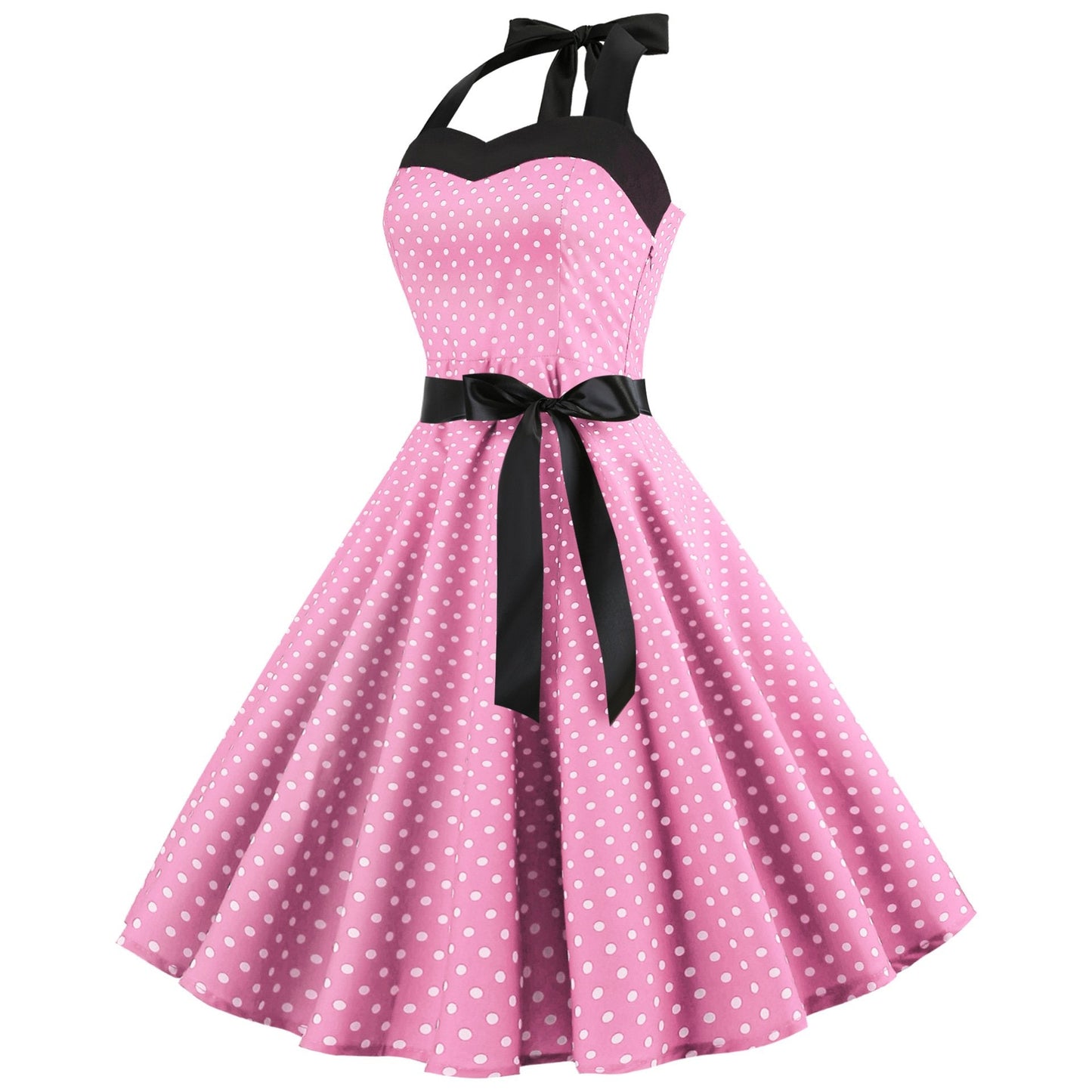 Summer Halter Dot Print Strapless Retro Dresses-Vintage Dresses-Free Shipping at meselling99