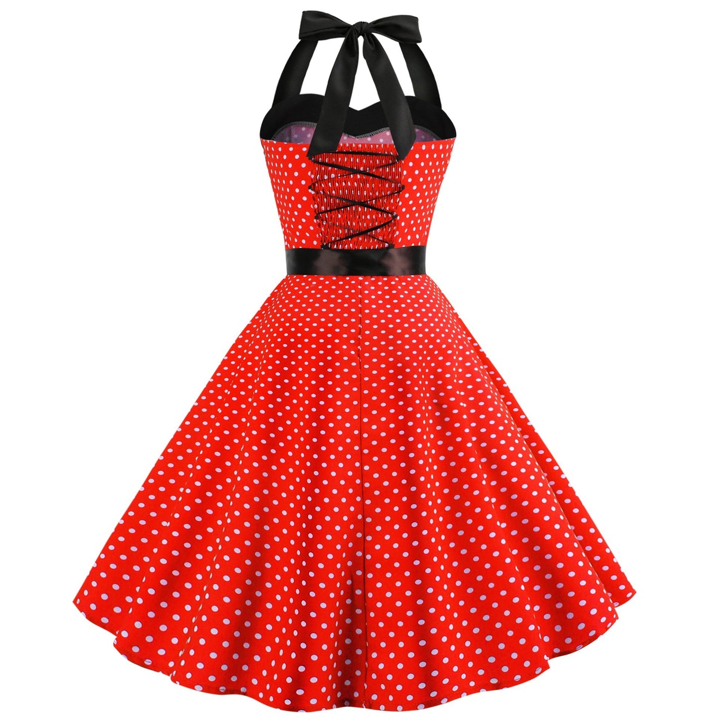 Summer Halter Dot Print Strapless Retro Dresses-Vintage Dresses-Free Shipping at meselling99