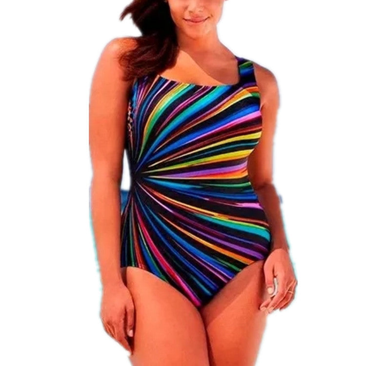 Sexy Women Striped Plus Sizes Women One Piece Swimwear