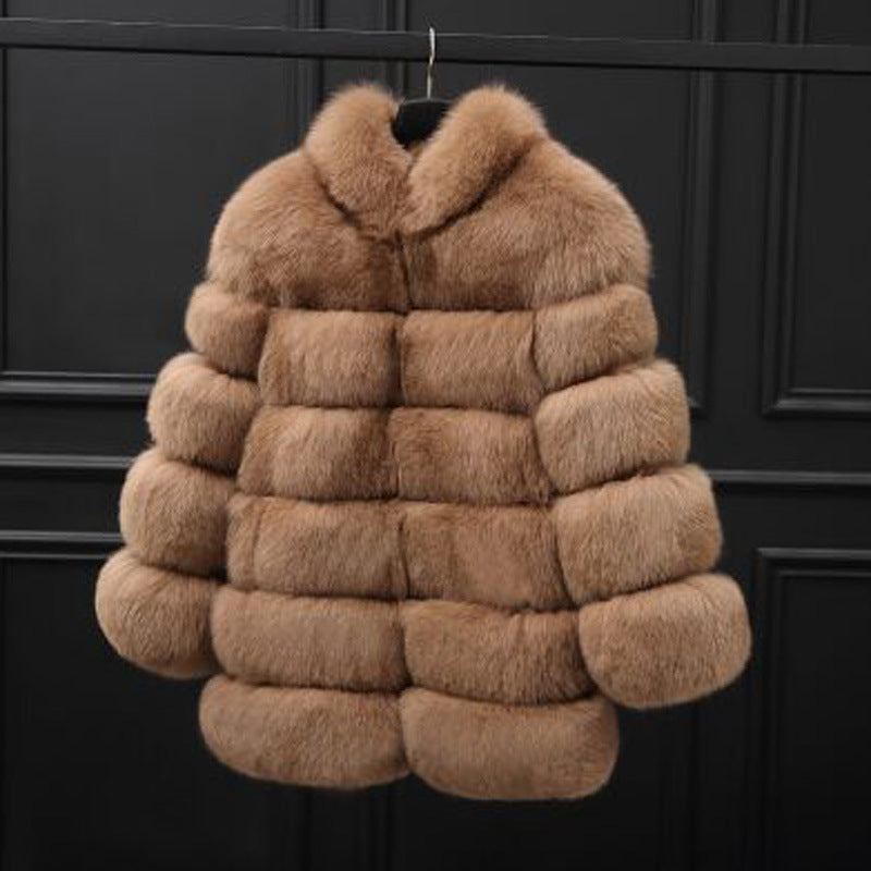 Fashion Leather with Fur Long Sleeves Winter Coats for Women