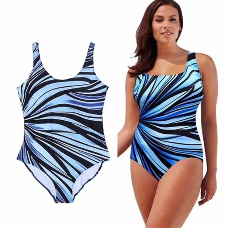 Sexy Women Striped Plus Sizes Women One Piece Swimwear