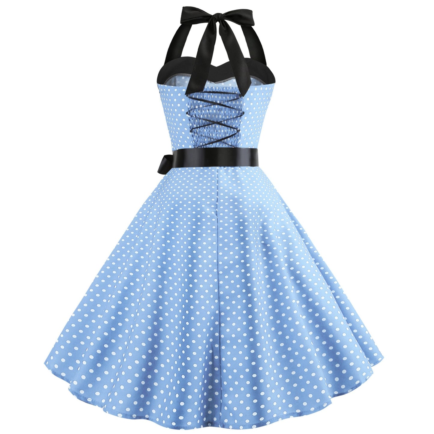 Summer Halter Dot Print Strapless Retro Dresses-Vintage Dresses-Free Shipping at meselling99